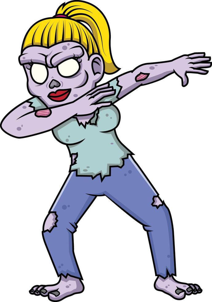 Dabbing female zombie character illustration vector