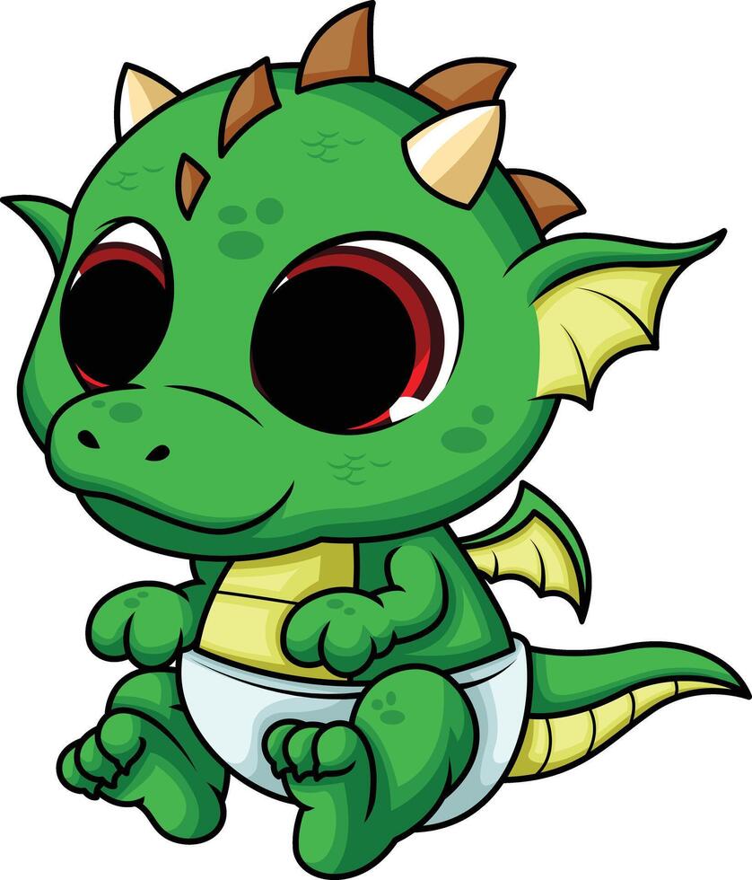 Cute baby dragon illustration vector