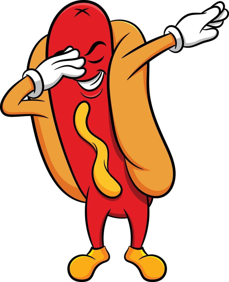 Dabbing hot dog sandwich illustration vector