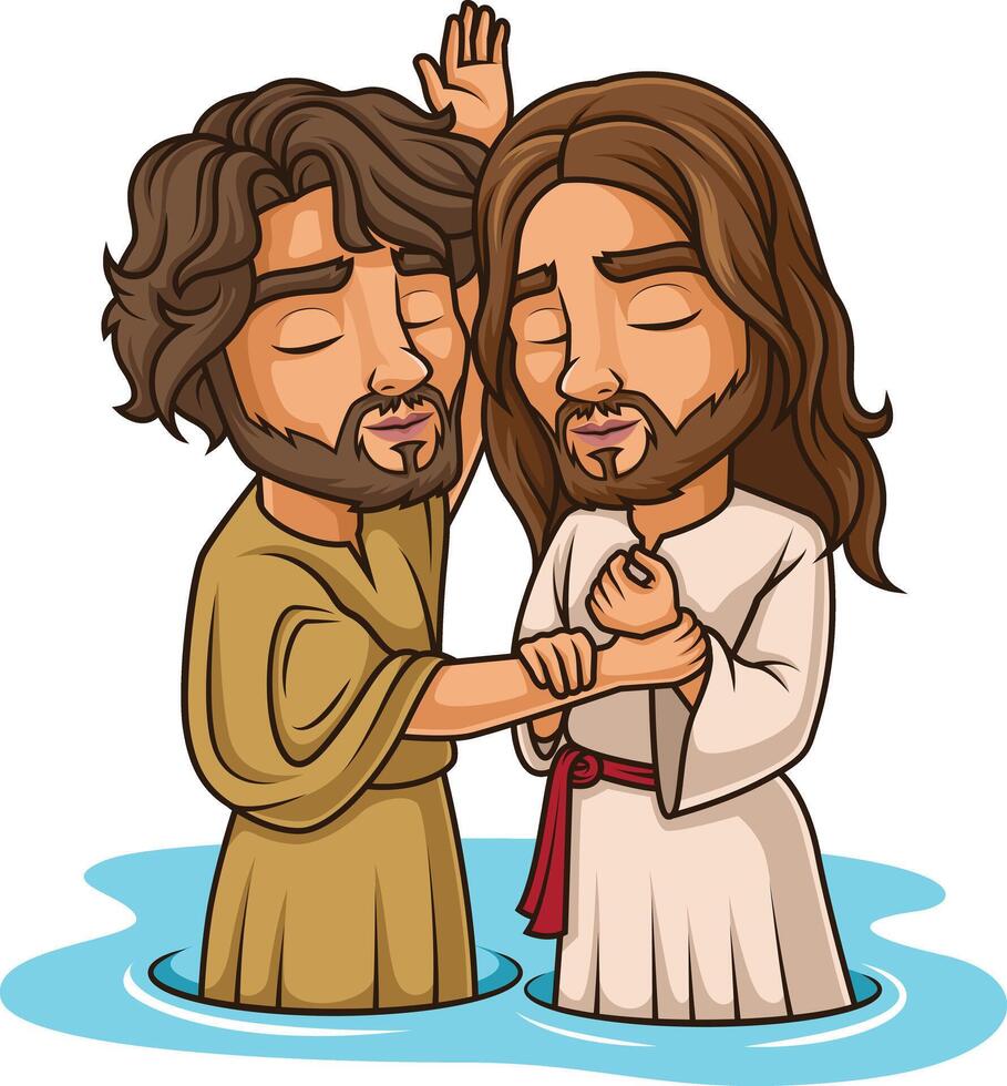 John baptizing Jesus Christ illustration vector