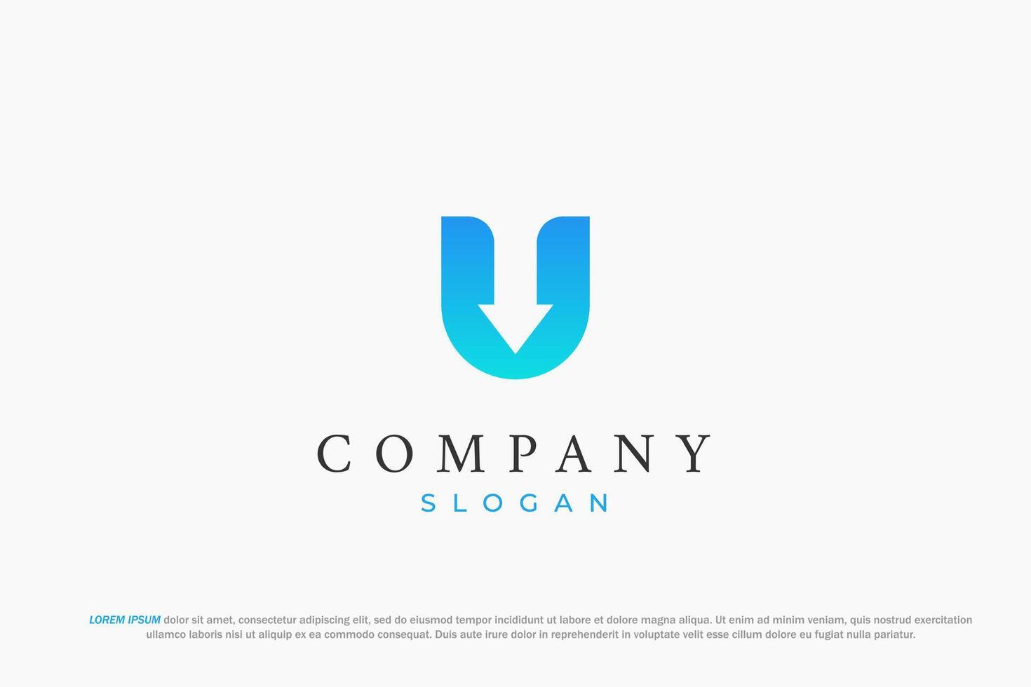 logo letter u down arrow download upload vector