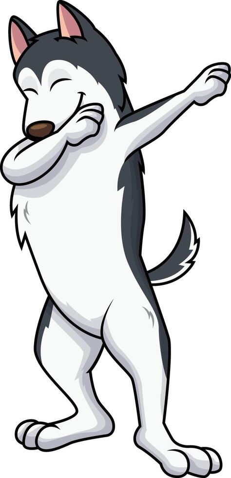 Dabbing husky dog character illustration vector