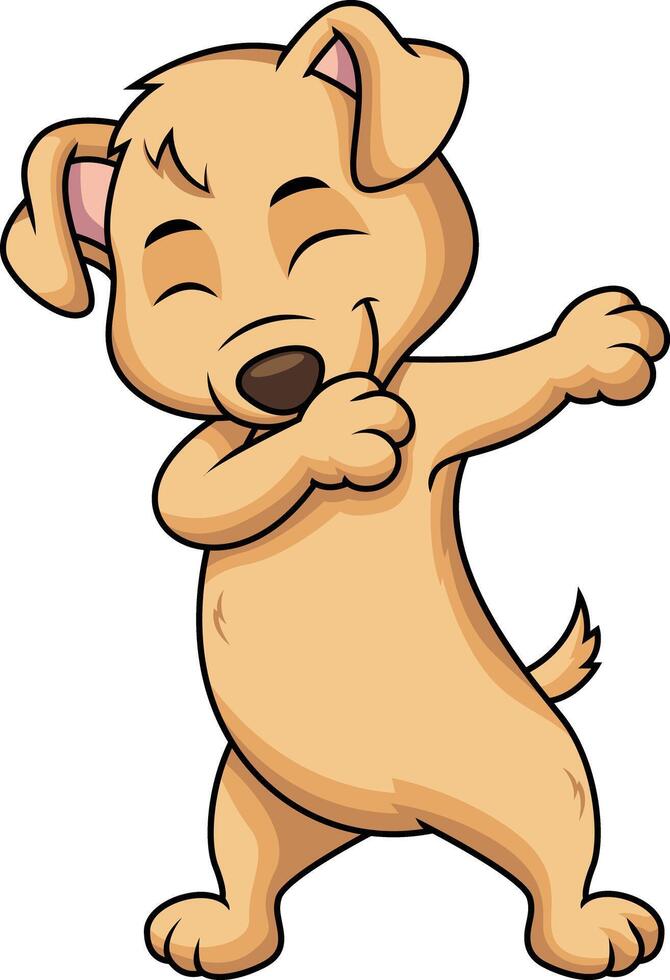 Dabbing puppy character illustration vector