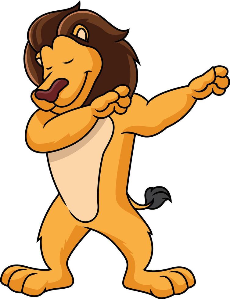 Dabbing lion character illustration vector