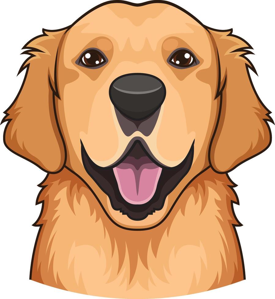 Golden retriever face illustration vector