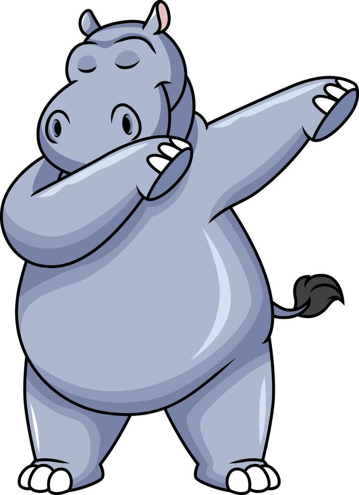 Dabbing hippo character illustration vector