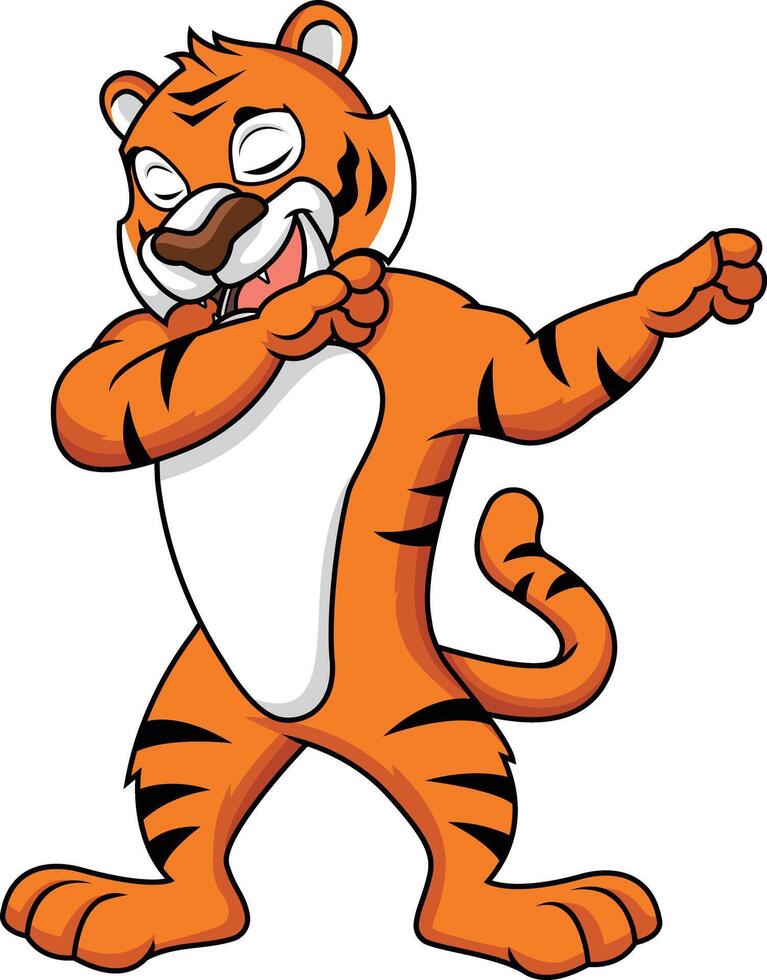 Dabbing tiger character illustration vector