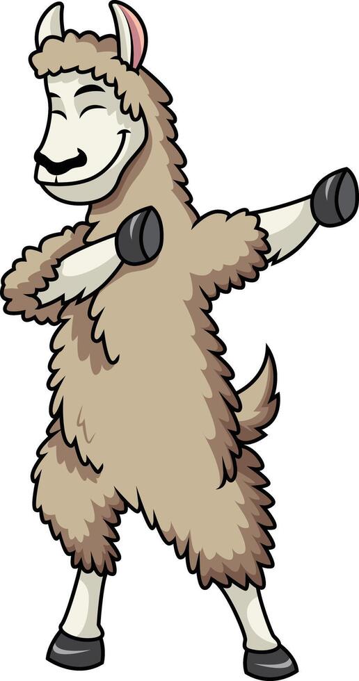 Dabbing llama character illustration vector