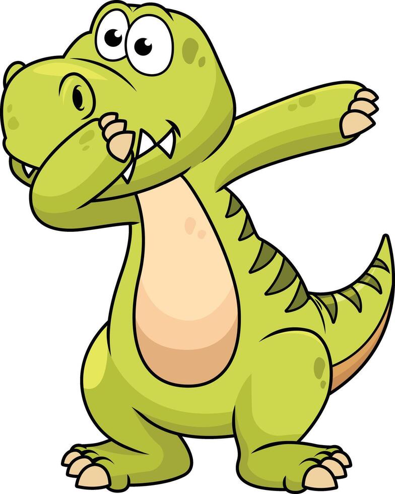 Dabbing dinosaur character illustration vector