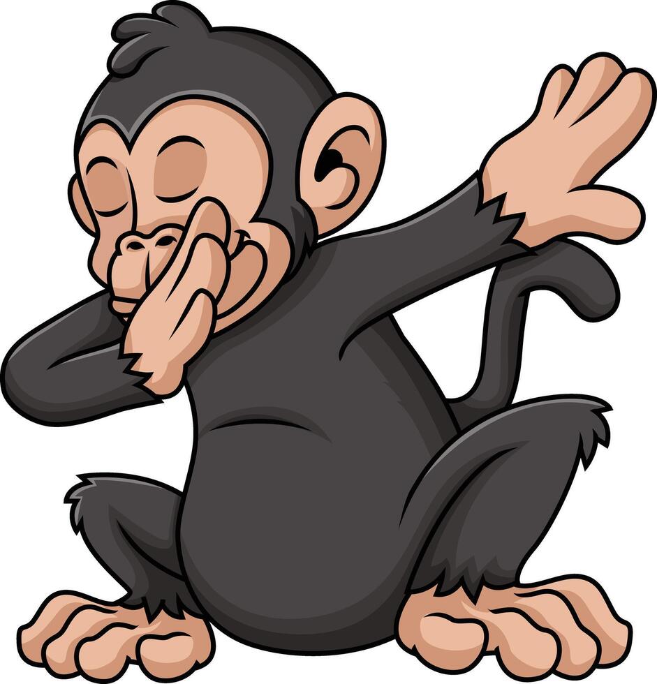 Dabbing chimpanzee character illustration vector