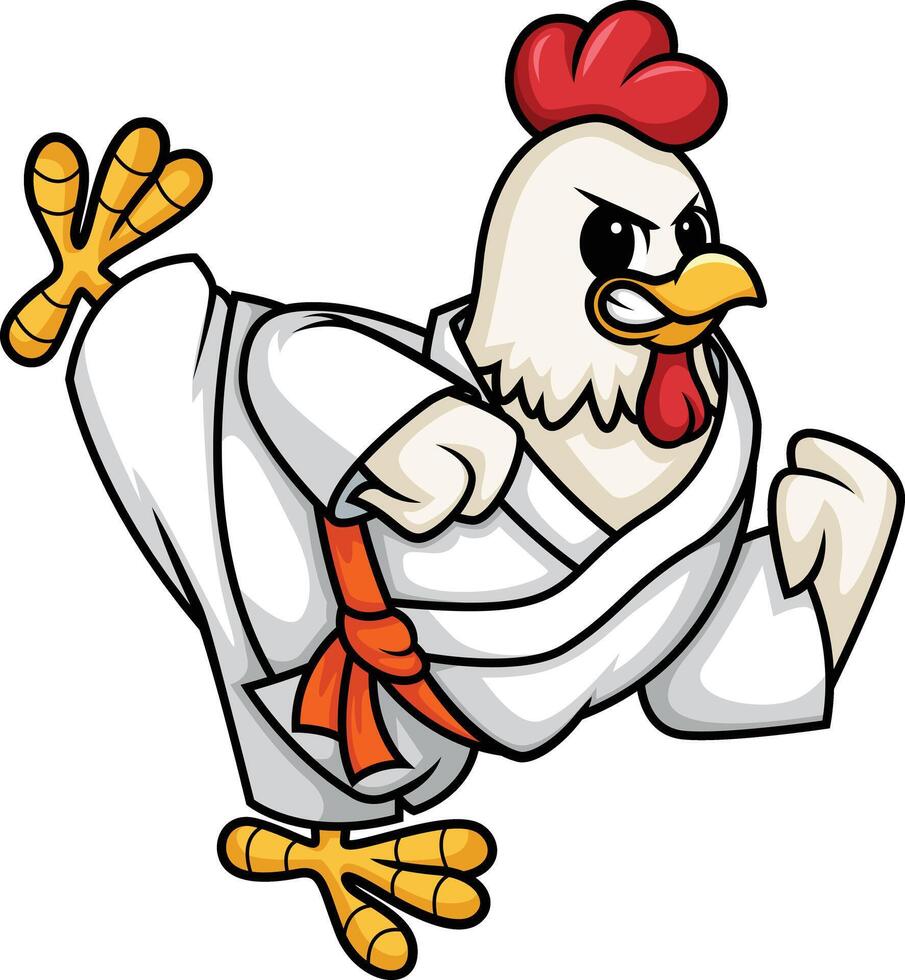 Chicken doing karate illustration vector
