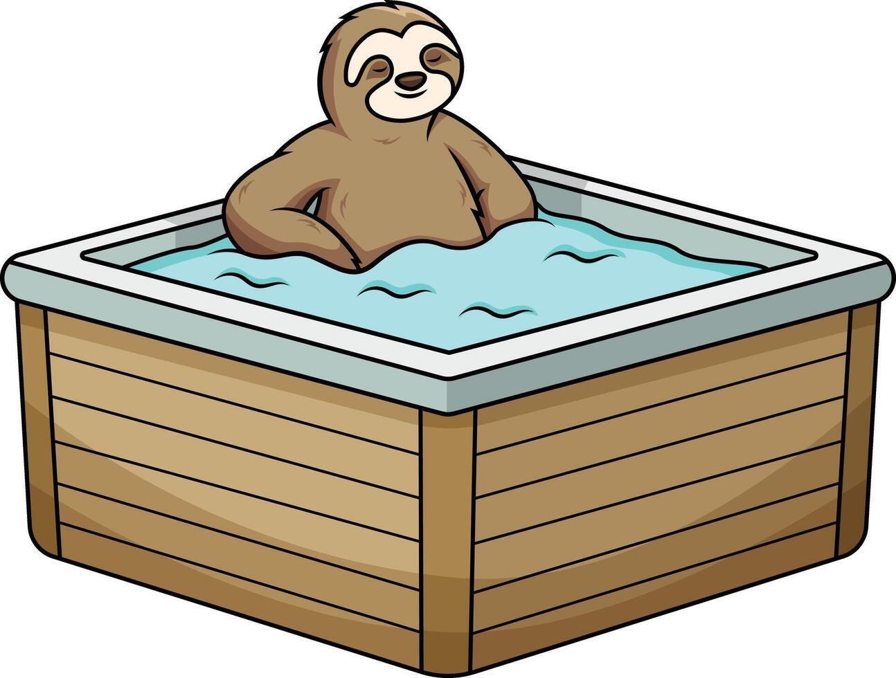 Sloth relaxing in a hot tub illustration vector