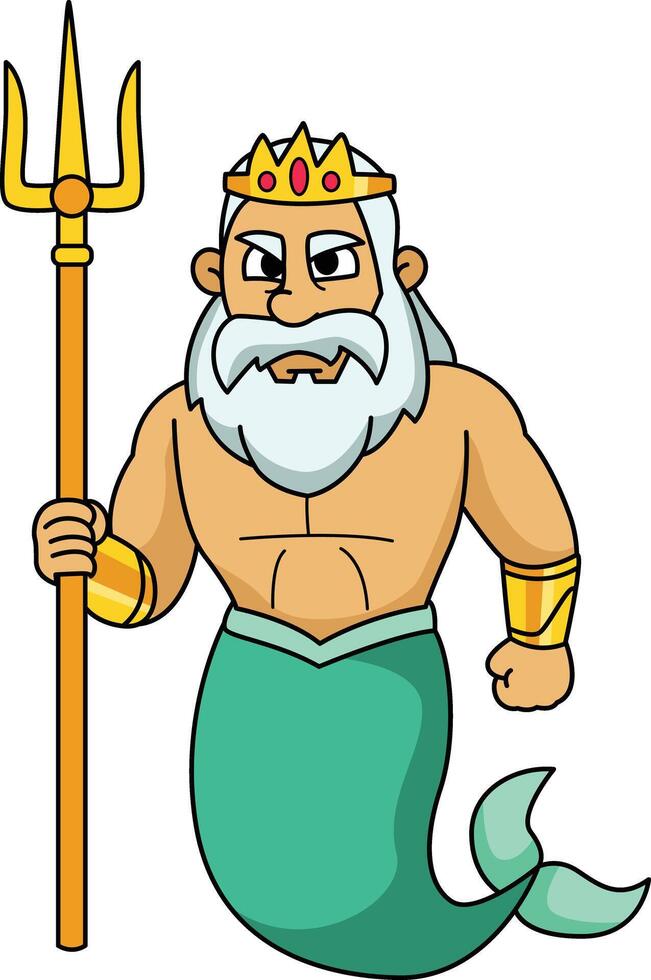 Poseidon with trident illustration vector