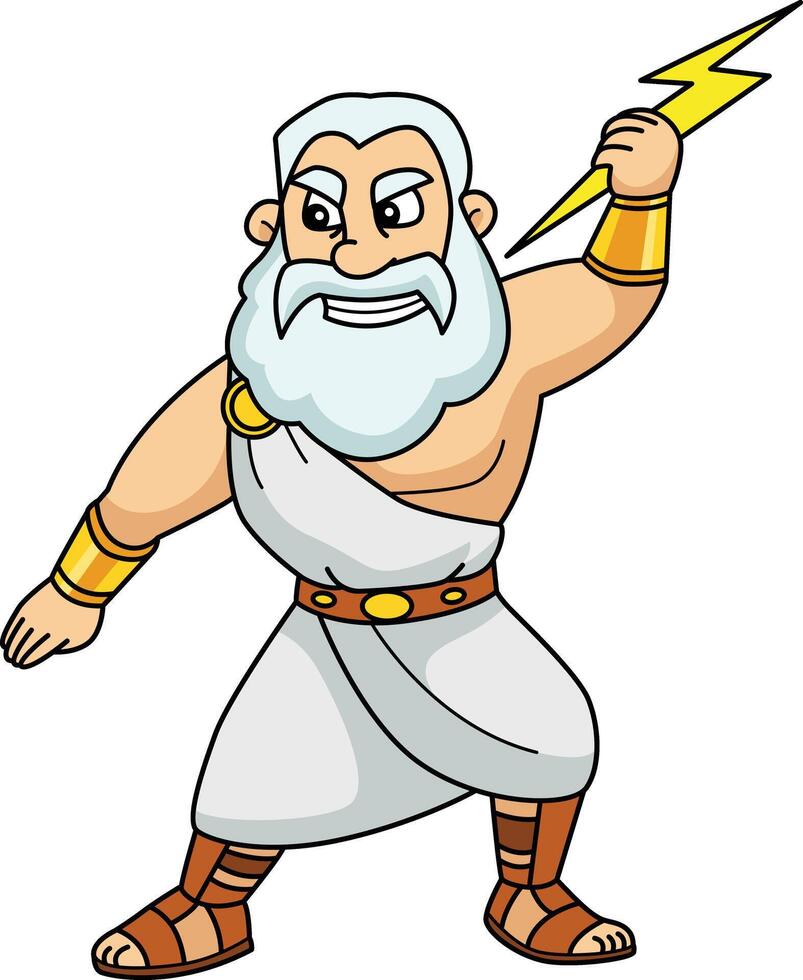 Zeus holding a lightning bolt illustration vector