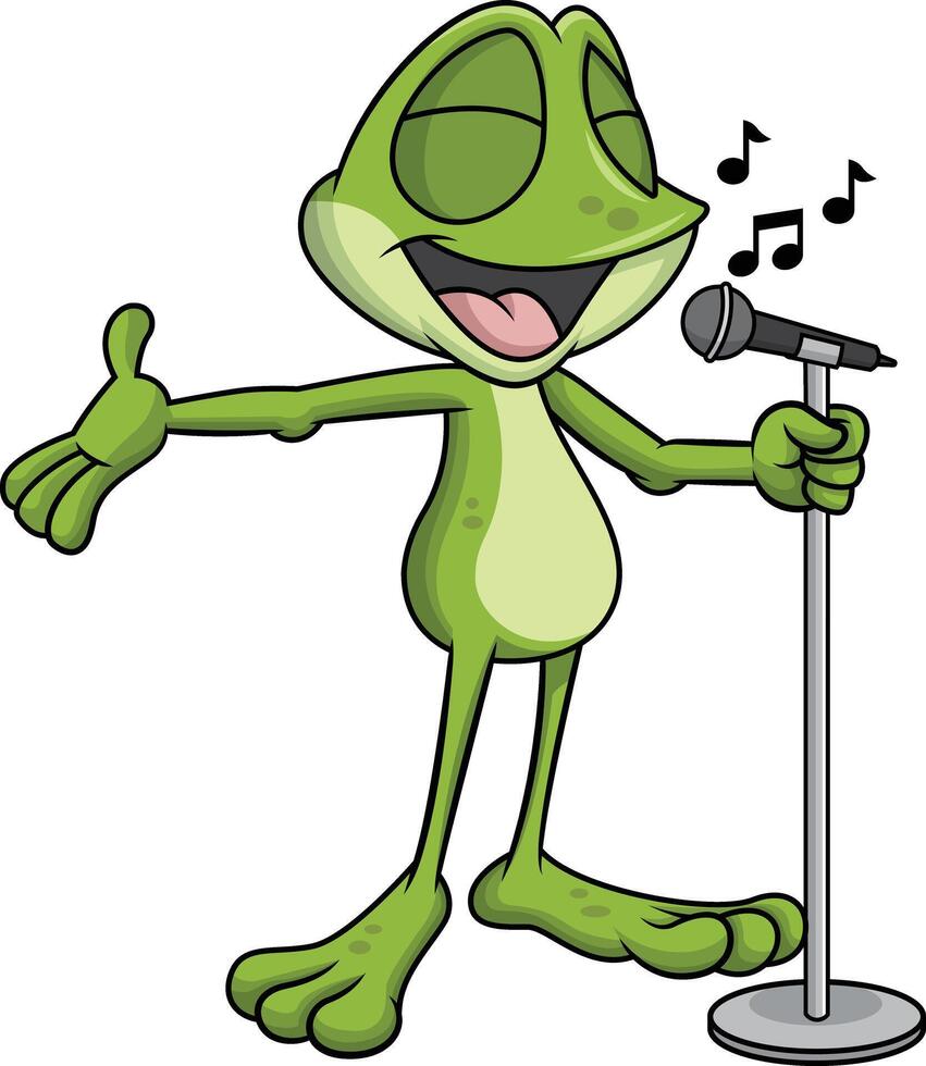 Frog mascot singing illustration vector