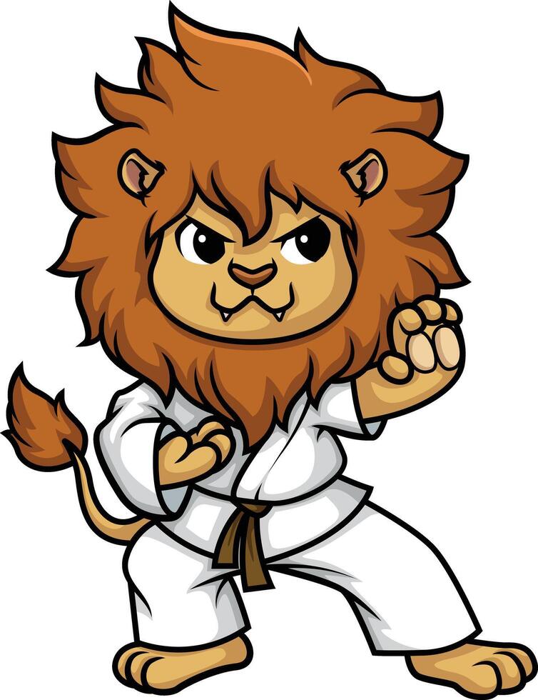 Lion doing karate illustration vector