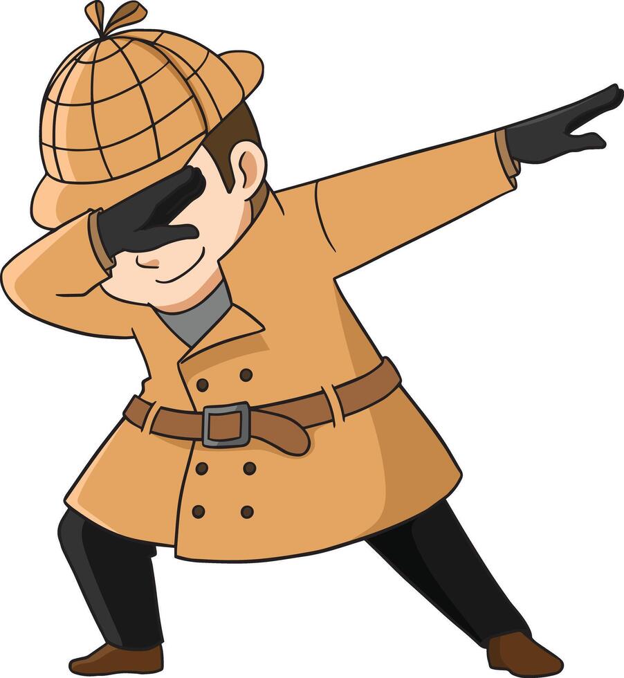 Dabbing detective character illustration vector