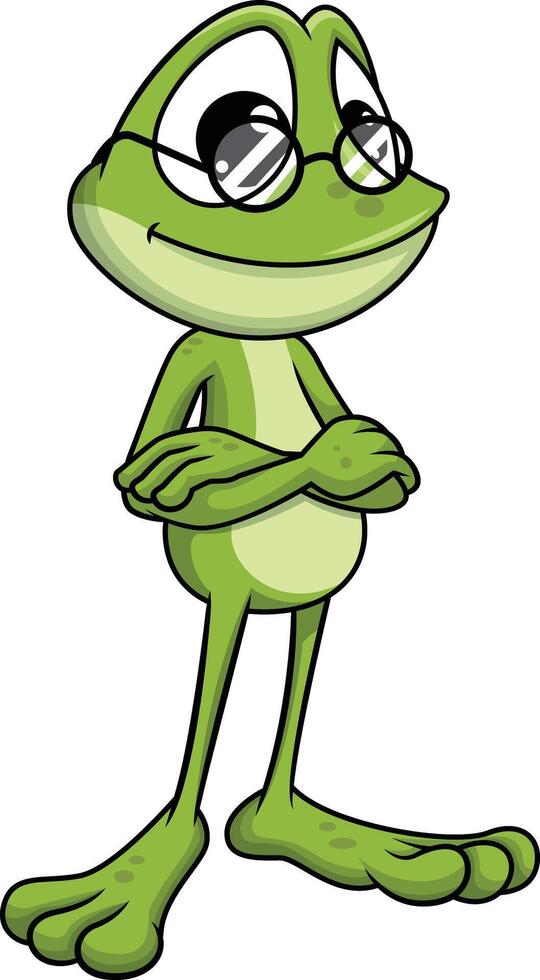 Frog mascot with glasses illustration vector