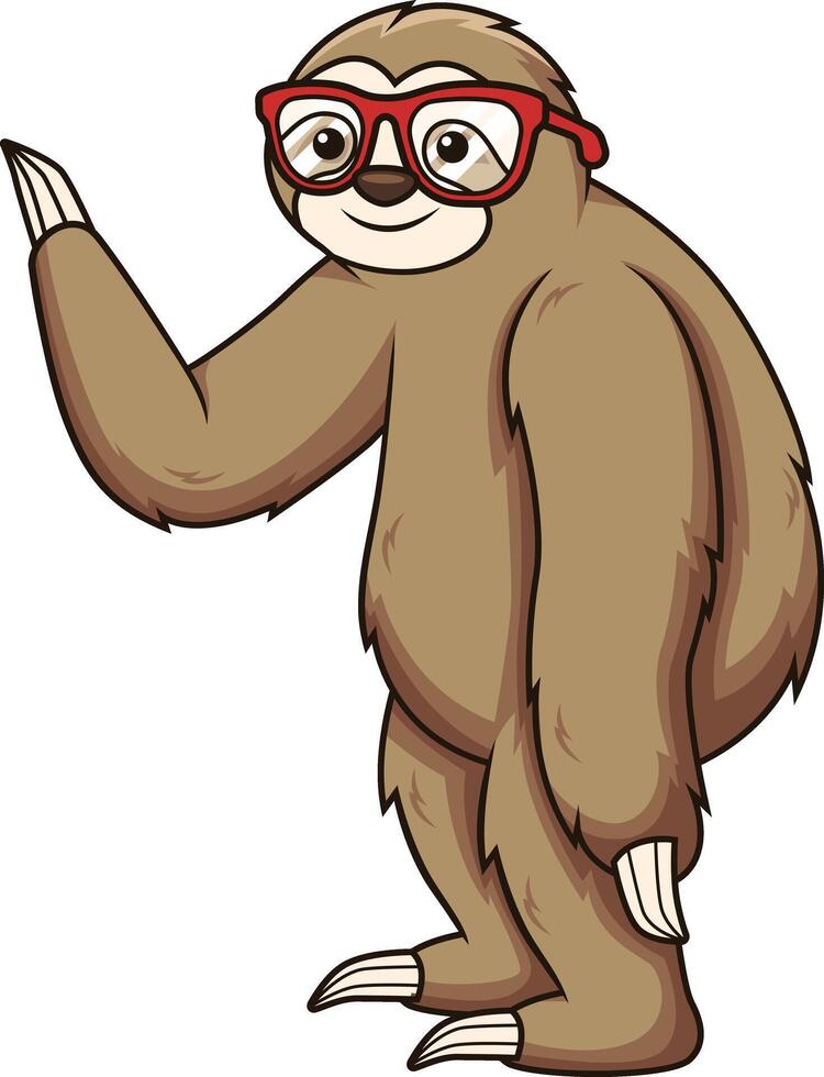 Sloth with glasses illustration vector