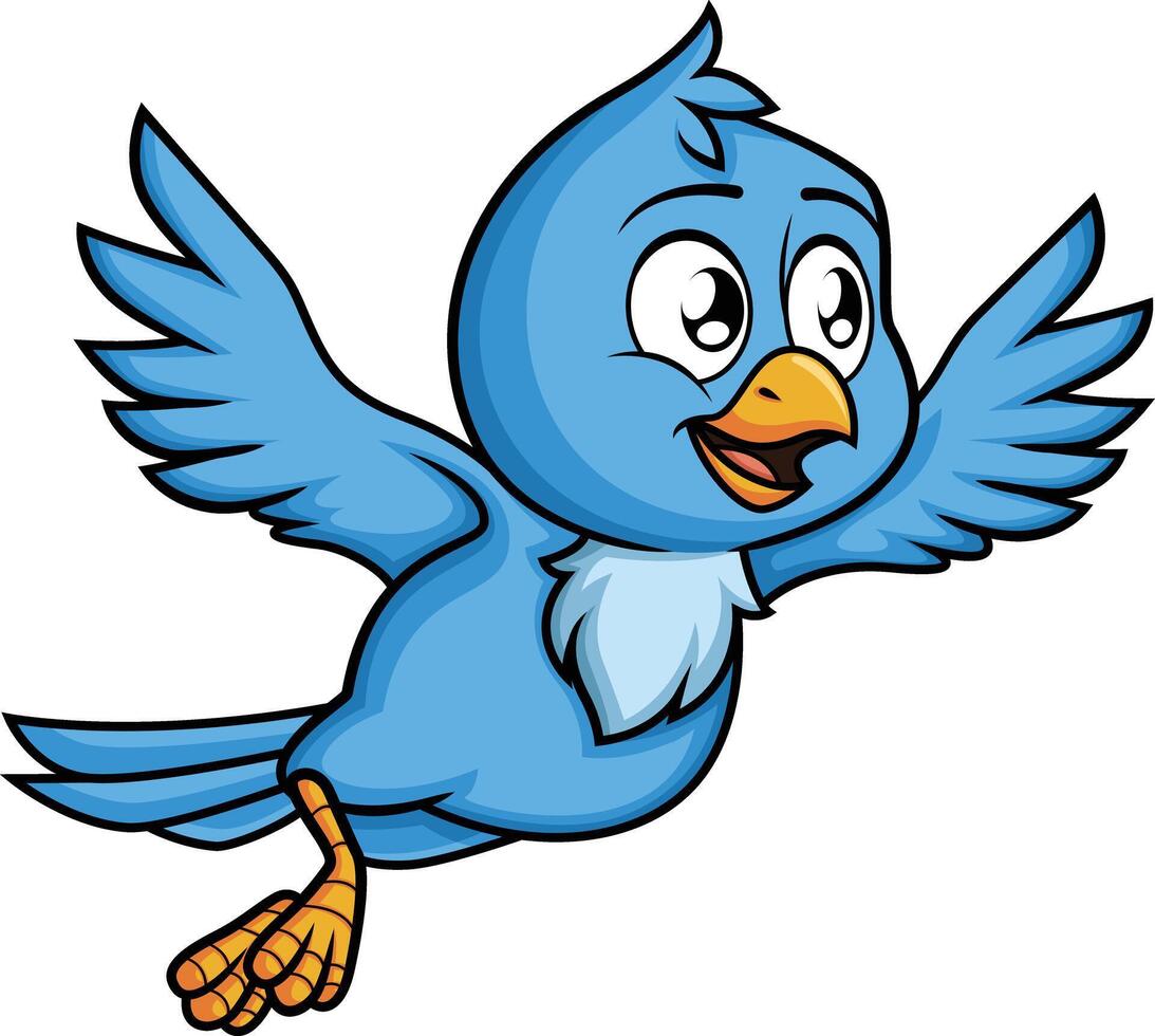 Blue bird flying away illustration vector