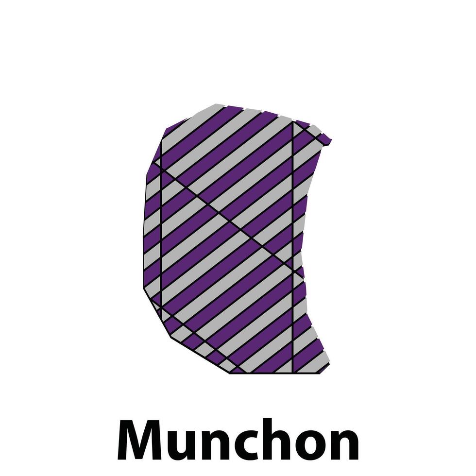 Munchon City of North Korea map illustration, template with outline graphic sketch design vector