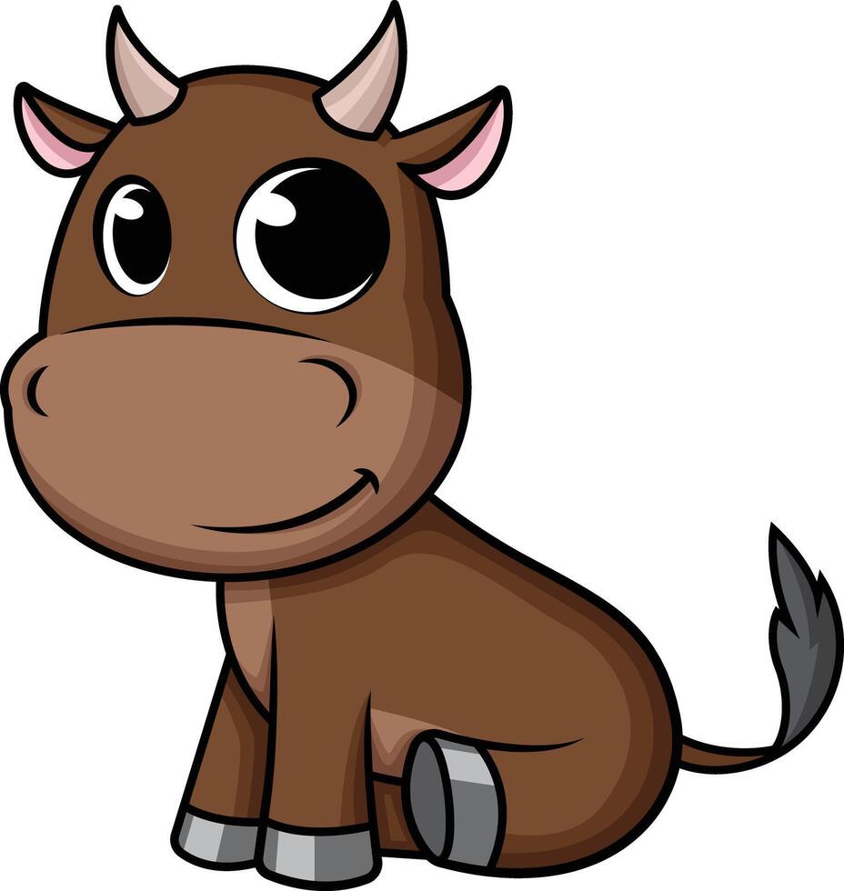 Cute baby ox illustration vector