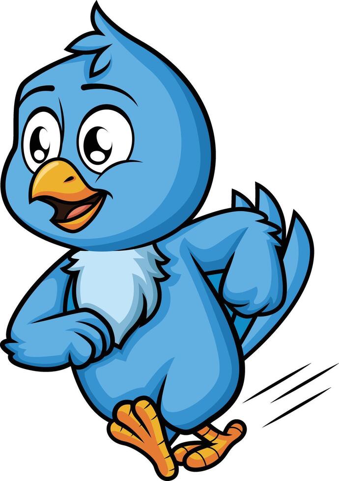 Blue bird running illustration vector