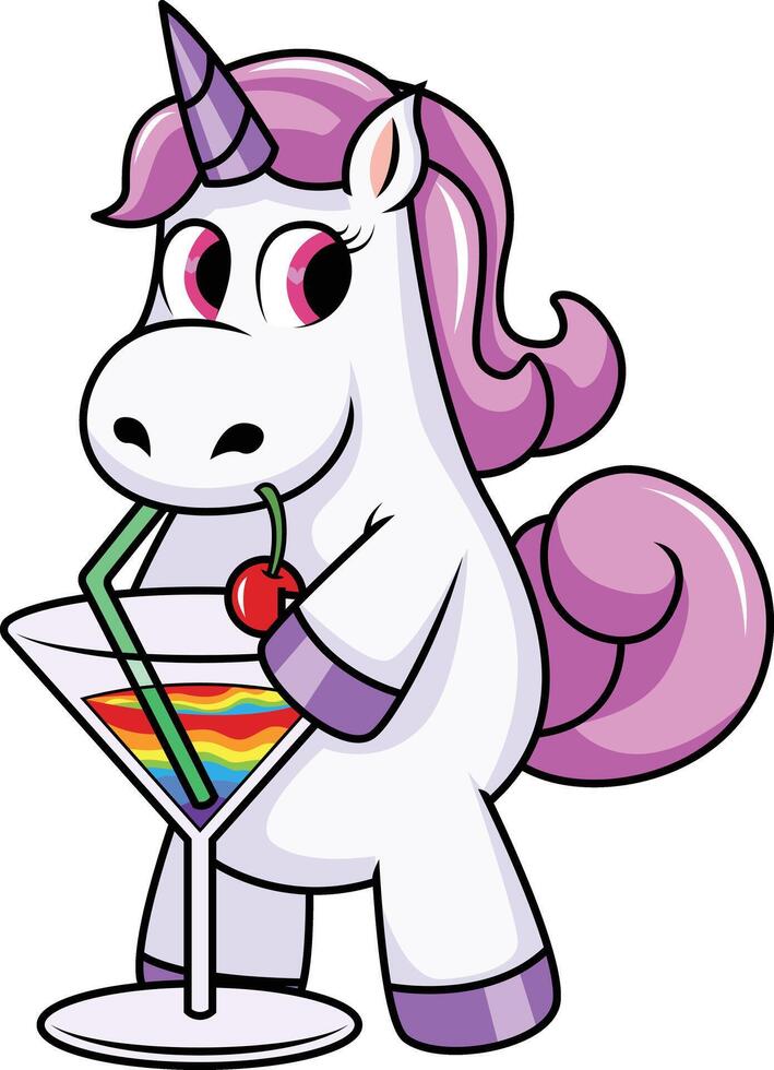 Unicorn having a drink illustration vector