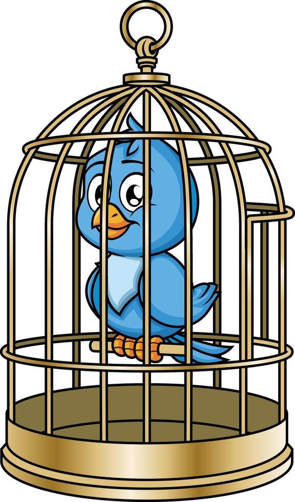Blue bird in a cage illustration vector