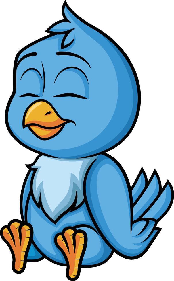 Blue bird sitting illustration vector