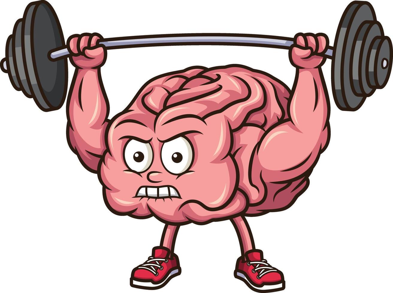 Brain exercising with barbell illustration vector