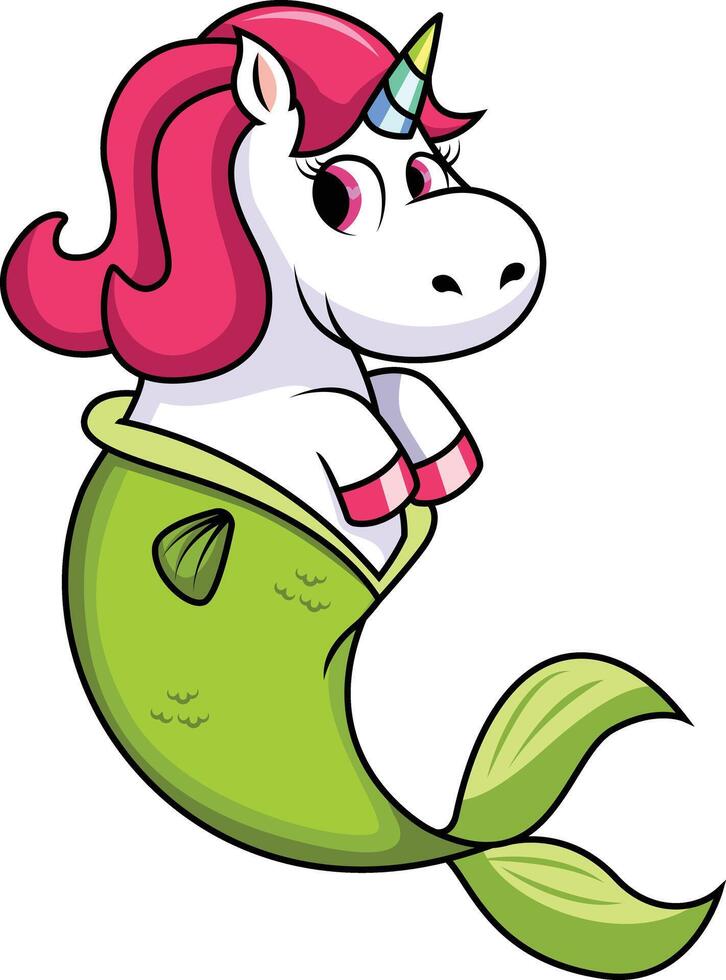 Half unicorn half mermaid illustration vector