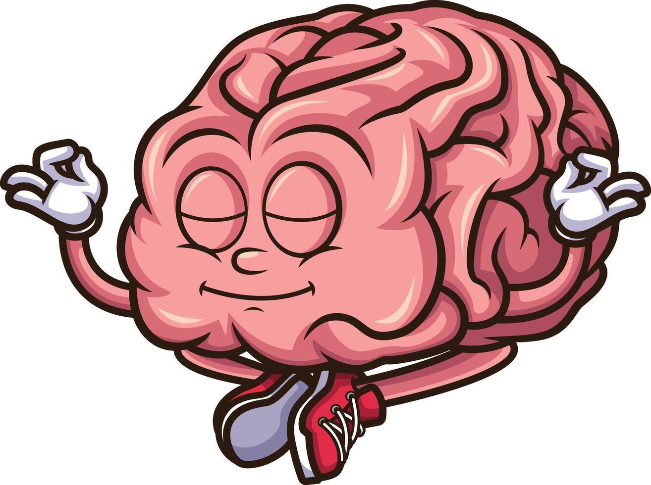 Calm mind meditating brain illustration vector