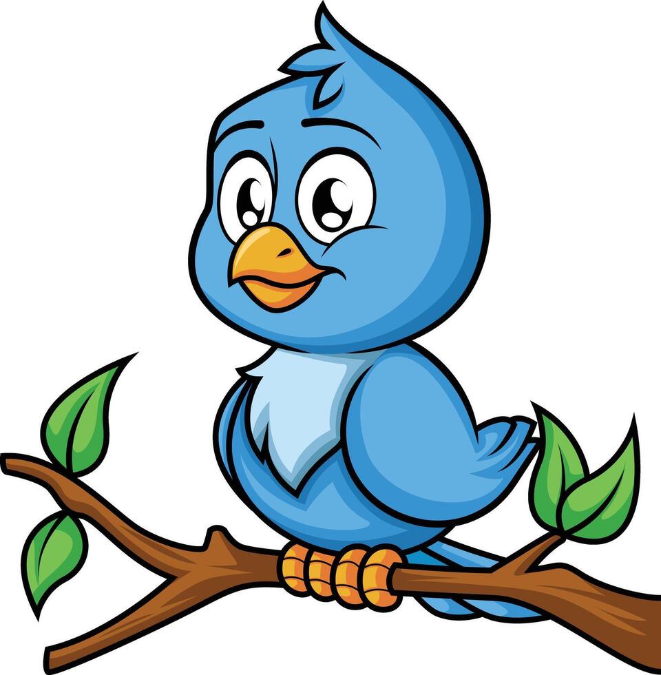 Blue bird on tree branch illustration vector