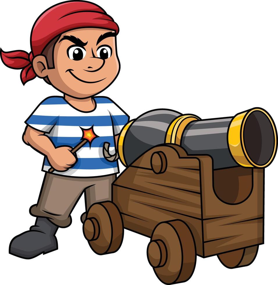 pirata disparo un cañón ilustración vector
