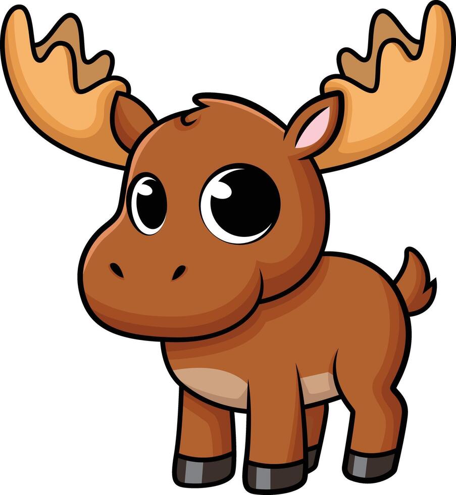 Cute baby moose illustration vector