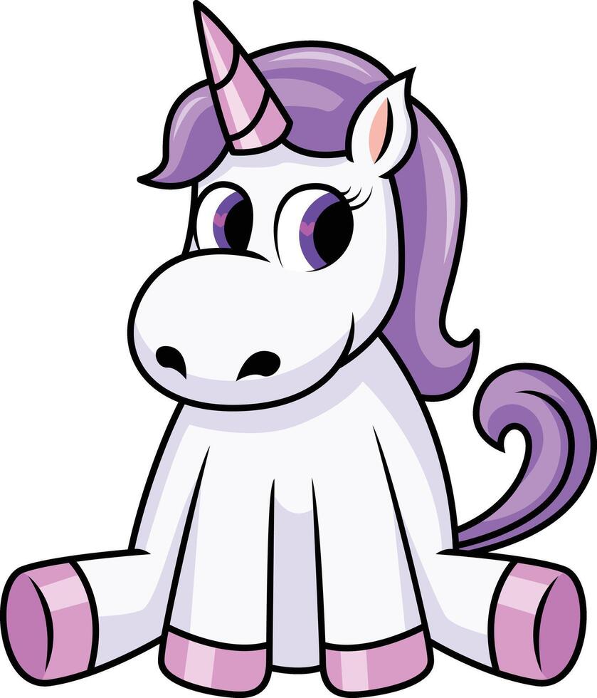 Cute purple unicorn illustration vector