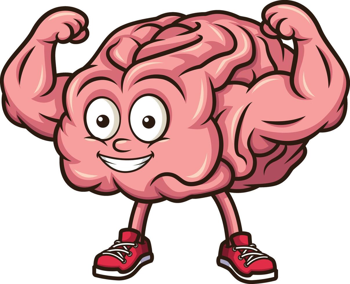 fuerte cerebro flexionando músculos ilustración vector