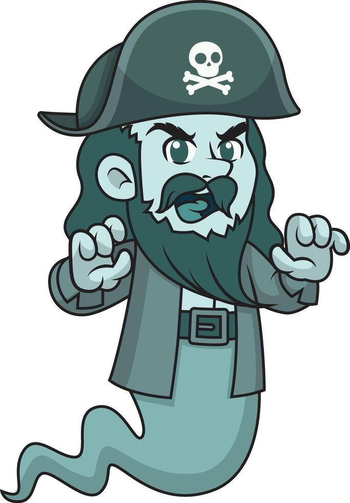 Ghost pirate scaring someone illustration vector