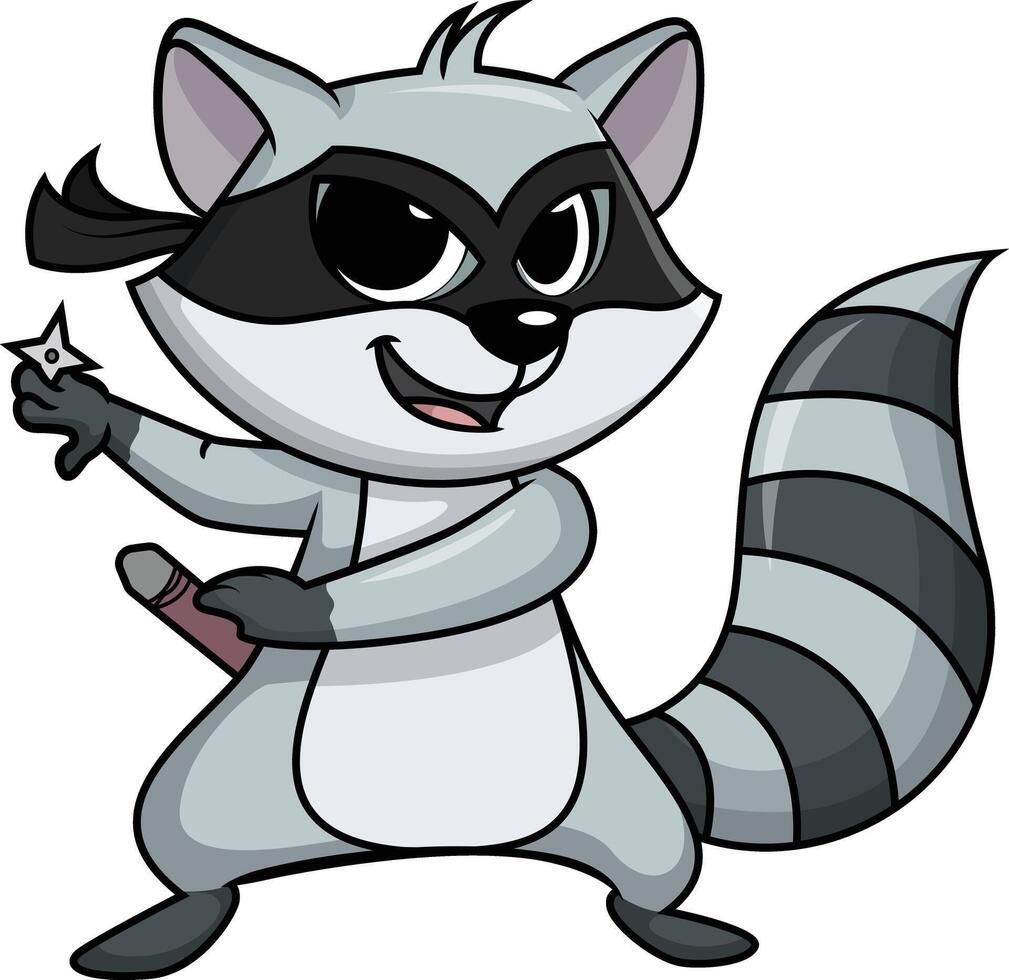 Ninja raccoon character illustration vector