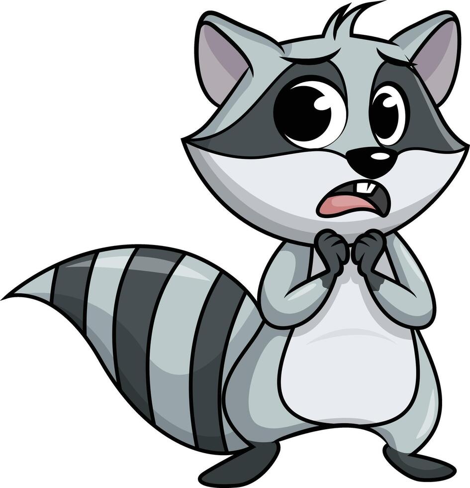 Scared raccoon character illustration vector