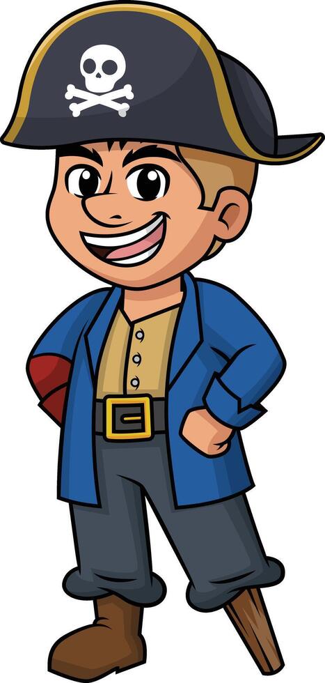 Pirate with hat and wooden leg illustration vector