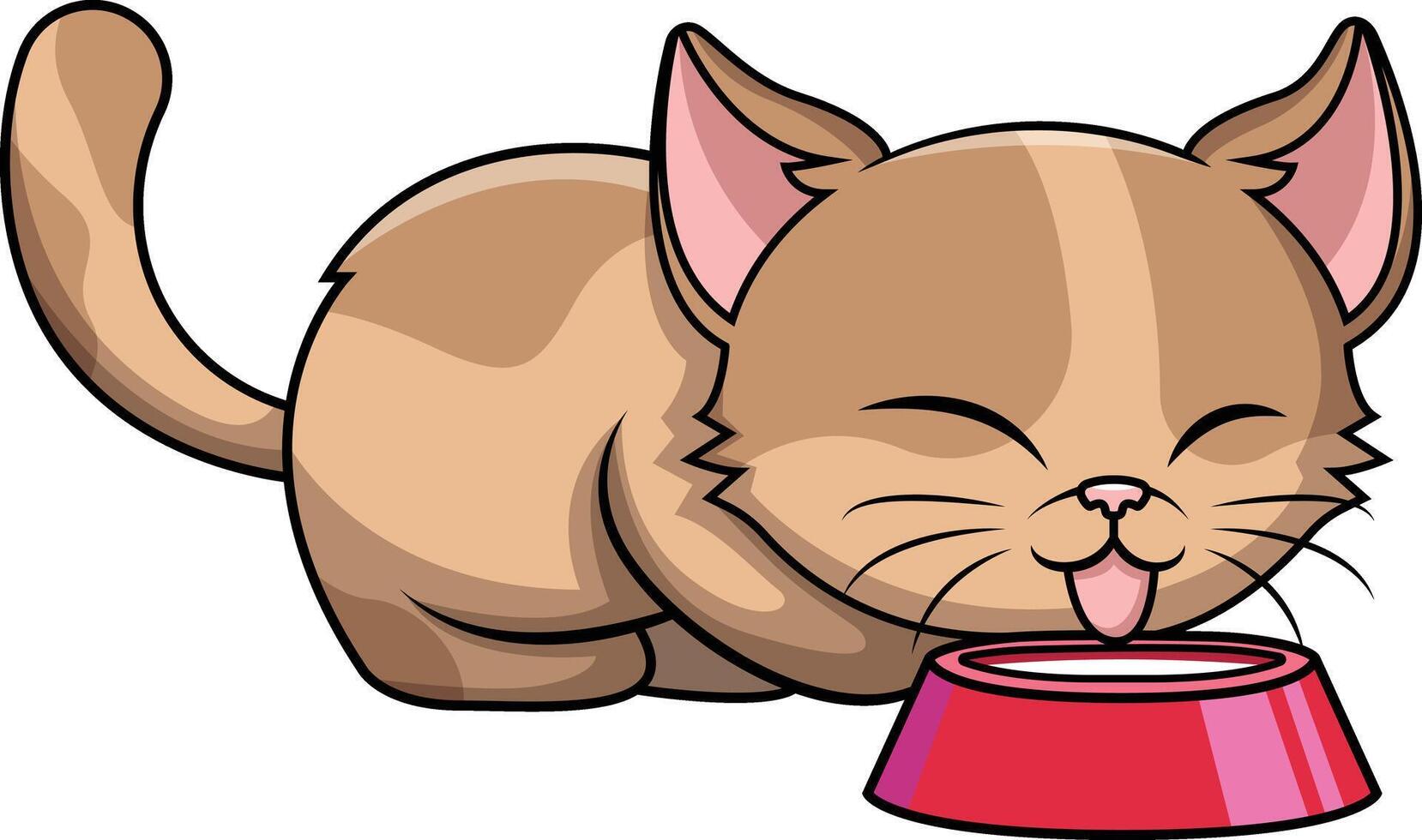 Cat drinking milk from pot illustration vector