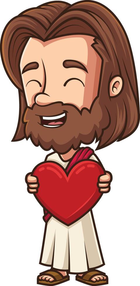 Jesus holding heart illustration vector