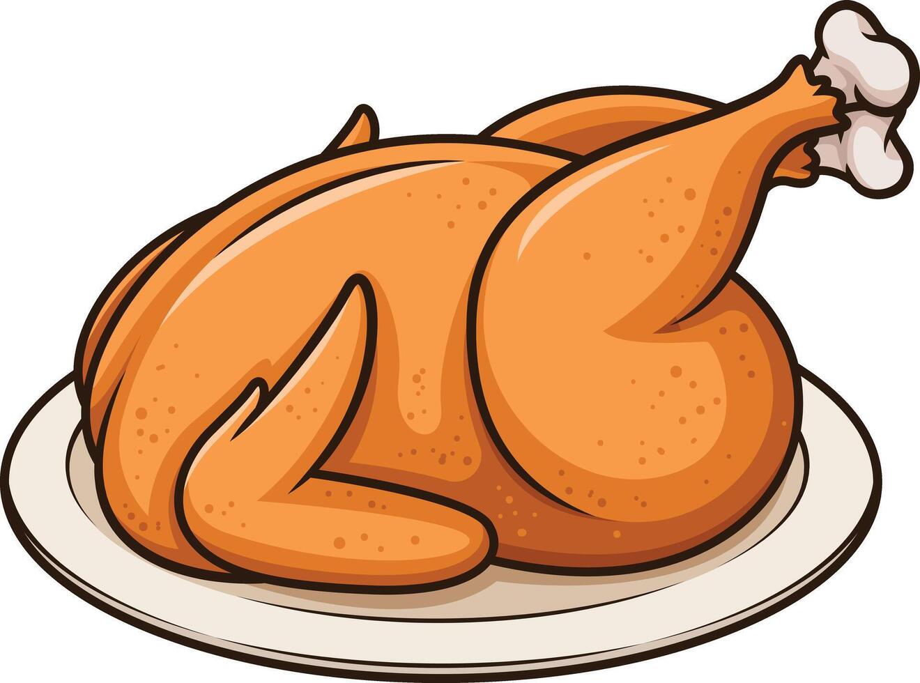 Chicken on plate illustration vector