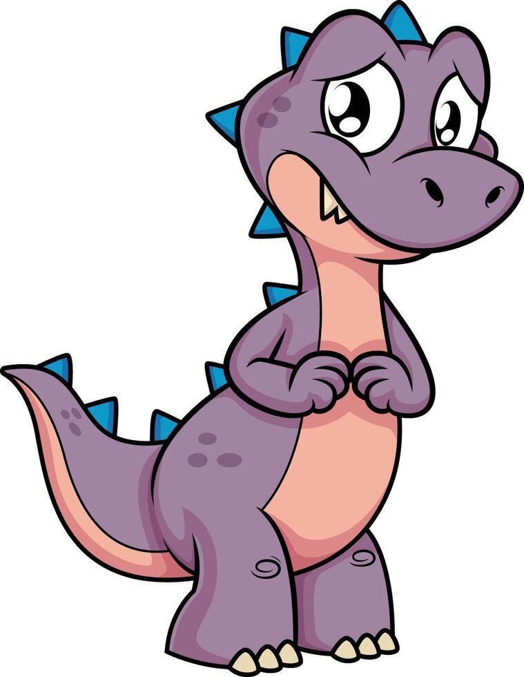Cute dinosaur looking sad illustration vector