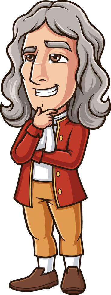 Isaac Newton thinking illustration vector