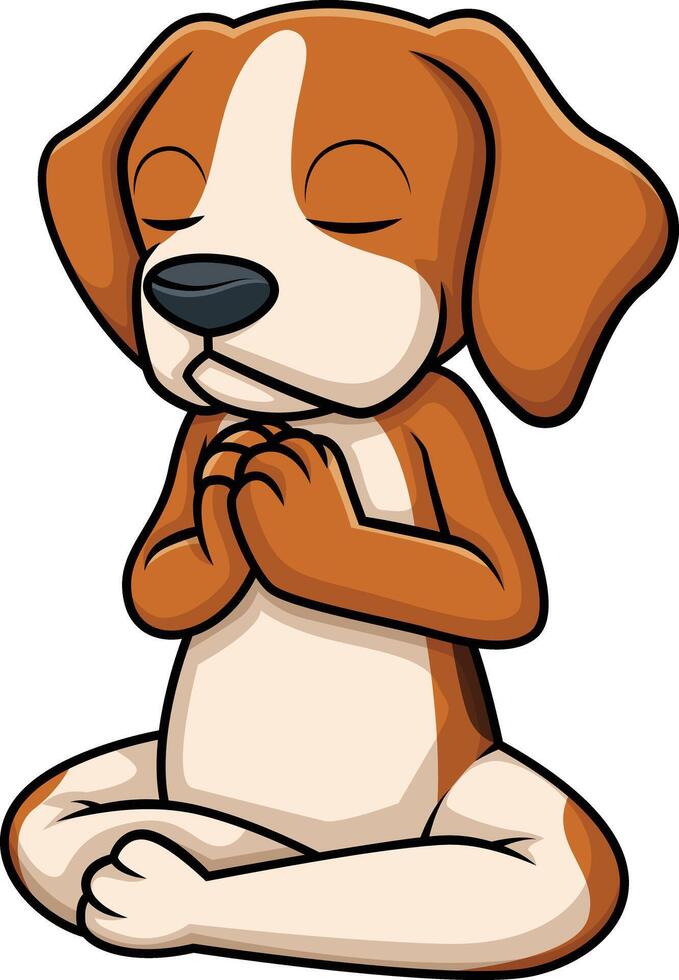 Dog character meditating illustration vector