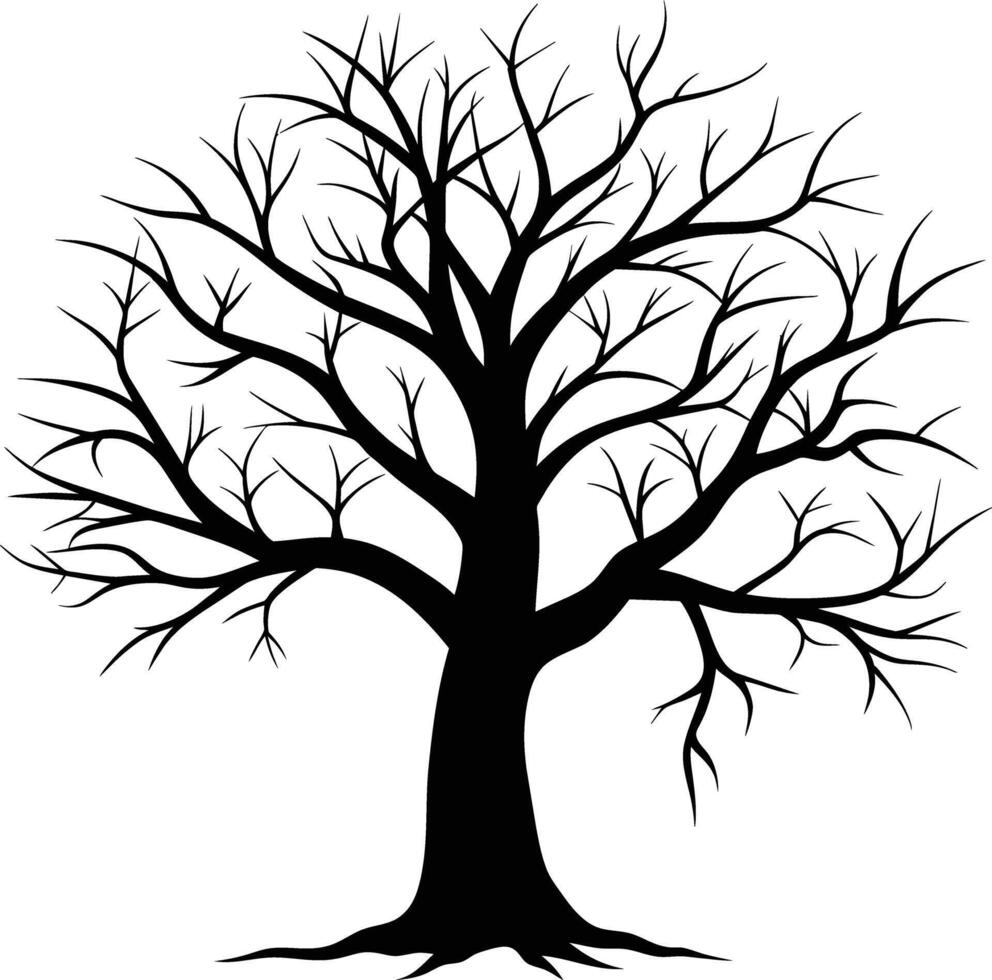 A black silhouette of a bare tree vector