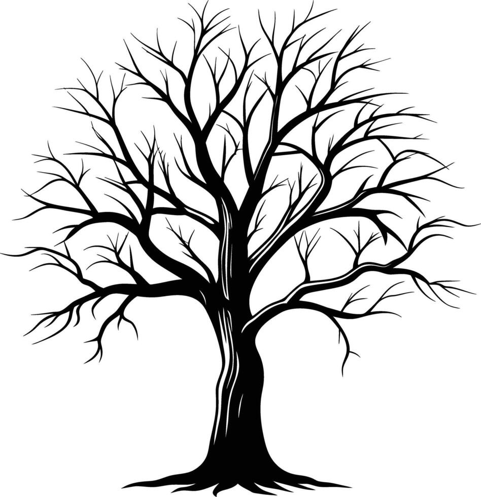 A black silhouette of a bare tree vector